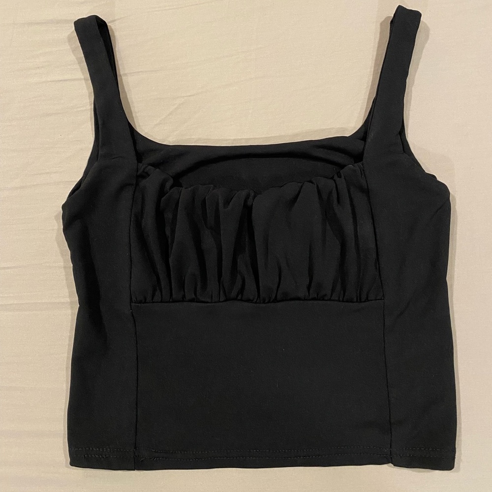 Zaful “forever young” cropped tank top - Black, Medium